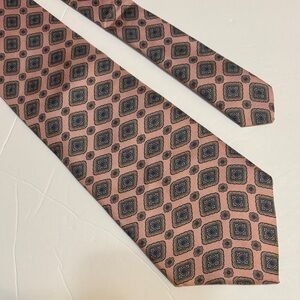 Oscar De La Renta Couture Elegant Pink and Blue Patterned Men's Tie 53 x 4